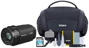 Panasonic V900 Full HD Camcorder 24x Optical Zoom (Black) Bundle with Nostrand Avenue Camera System Gadget Bag and 128GB SDXC Canvas Go Plus 170MBPS Read Memory Card (3 Items)