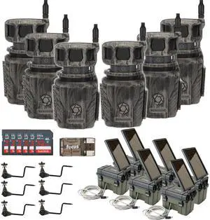 Stealth Cam Revolver 36MP 360-Degree Cellular Trail Camera with 1/4-Inch Threaded Mount (6-Pack) Bundle with Camera Power Pack (6-Pack), Holder (6-Pack), Memory Card (6-Pack) and Reader (37 Items)