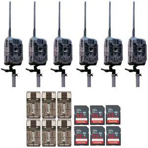 Stealth Cam DECEPTOR MAX 2.0 Cellular Trail Camera (Brown) Bundle with 32 GB Memory Card and Card Reader (6 Pack)