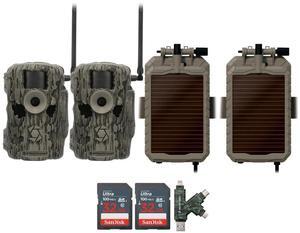 Stealth Cam Fusion MAX Dual Sim 36MP Trail Camera (2-Pack) Bundle with Stealth Cam Solar Battery, 32GB Memory Card, and Card Reader (6 Items)