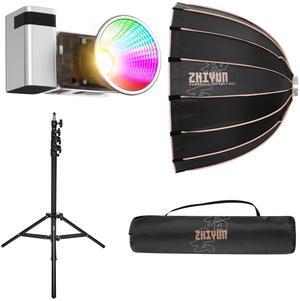 Zhiyun Molus X60RGB RGB LED Monolight (Combo Kit) Bundle with Zhiyun 3-Feet 90D Parabolic Softbox and Air-Cushion Stand for SOL Ring Light Kit (3 Items)