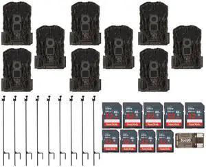Stealth Cam Browtine 14MP Camera (9-Pack) Bundle with Camera Holder Post (9-Pack), 32GB Memory Card (9-Pack) and Card Reader (22 Items)