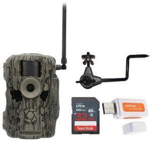 Stealth Cam 36MP Fusion Max Cellular Trail Camera with 80 Feet Detection Range Bundle with Camera Holder, 32GB Memory Card, and Card Reader (4 Items)