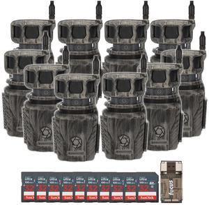 Stealth Cam Revolver 36MP 360 Degree Cellular Trail Camera 10-Pack with Ten 32GB Memory Cards and a Card Reader (20 Items)