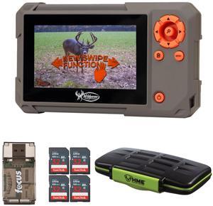 Wildgame Innovations Trail Pad Swipe SD Card Reader Bundle with 32GB Ultra SDHC UHS-I Memory Card (4-Pack), Card Reader, and SD Card Holder (7 Items)