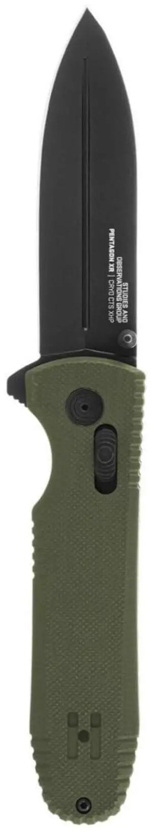 SOG Pentagon XR 3.60-Inch CRYO CTS XHP Stainless Steel Blade Ultra-Grip OD-Green G10 Handle Easy to Carry Folding Knife with XR Lock and Pocket Clip