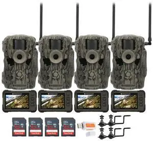 Stealth Cam 36MP Fusion Max Cellular Trail Camera with 80 Feet Detection Range (4-Pack) Bundle with SD Card Viewer (4-Pack), Camera Holder (4-Pack), Memory Card (4-Pack), and Card Reader (17 Items)