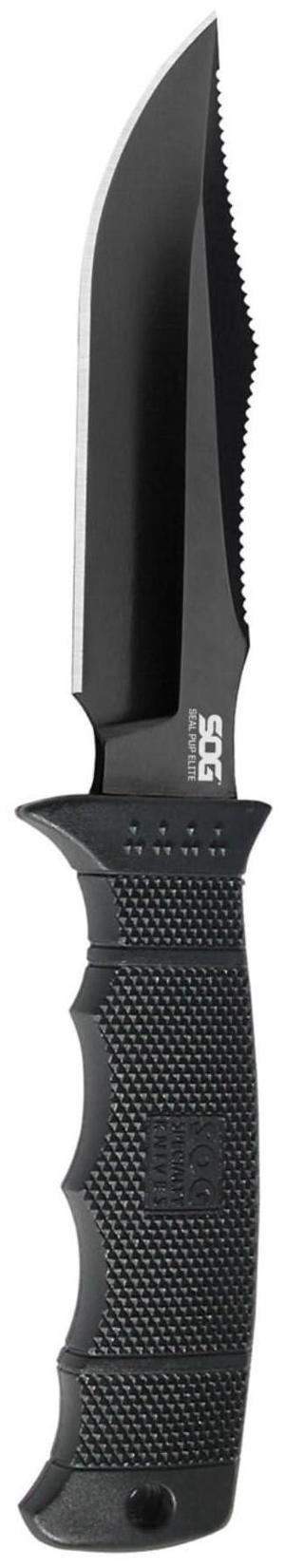 SOG SEAL Pup Elite Tactical Knife, 4.85 Inch AUS-8 Steel Blade with Sheath (Hardcased Black TiNi)