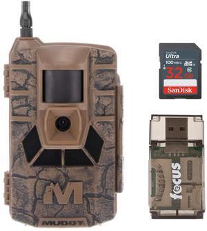 Muddy Matrix 36MP Imaging Cellular Trail Camera with On Demand Photo and Dual Network (Mud) Bundle with 32GB Ultra SDHC UHS-I Memory Card and Focus All-In-One High Speed Card Reader (3 Items)