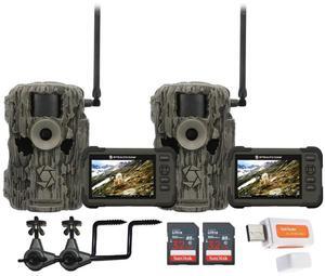 Stealth Cam 36MP Fusion Max Cellular Trail Camera with 80 Feet Detection Range (2-Pack) Bundle with 2x SD Card Viewer, 2x Camera Holder, 2x 32GB Memory Card, and Card Reader (9 Items)