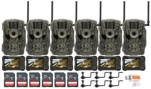 Stealth Cam 36MP Fusion Max Cellular Trail Camera with 80 Feet Detection Range (6-Pack) Bundle with SD Card Viewer (6-Pack), Camera Holder (6-Pack), Memory Card (6-Pack), and Card Reader (25 Items)