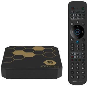 BuzzTV Classic Anniversary Edition Streaming Media Player with T-350 Voice Remote, USB-C Port, Amlogic Quad Core Processor, and 4GB RAM (Gloss Black and Gold)