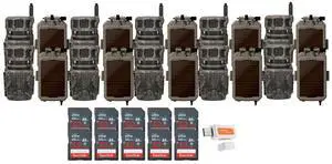 Stealth Cam Revolver 36MP 360-Degree Cellular Trail Camera (10-Pack) Bundle with Lithium Solar Power Panel (10-Pack), 32GB Ultra SDHC UHS-I Memory Card (10-Pack), and SD USB 2.0 Card Reader (31 Items)