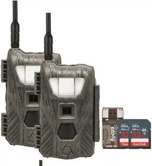Stealth Cam Flashback 40MP White Flash Cellular Trail Camera 2-Pack with Two 32GB Memory Cards and Card Reader (5 Items)