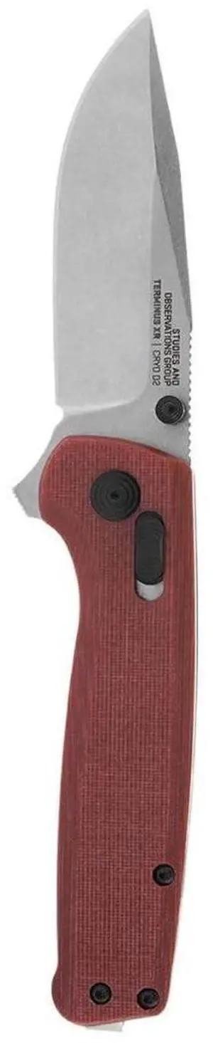 SOG Terminus XR G10 EDC Ambidextrous Folding Pocket Knife with 2.95-Inch D2 Steel Blade, Fiberglass Handle, Flat Edge and Clip Point Shape (Crimson)