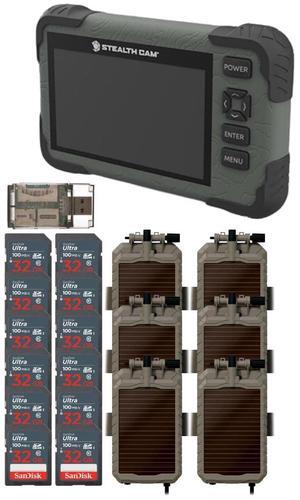 Stealth Cam Adjustable Multi-Pivot Mounting Post for Trail Camera (6-Pack) Bundle with SD Card Reader-Viewer (6-Pack), 32GB Ultra SDHC UHS-I Memory Card (12-Pack), and USB Card Reader (25 Items)