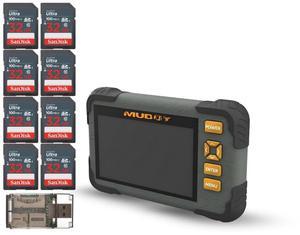 Muddy SD Card Reader or Viewer with 4.3 Inch LCD Screen Bundle with 32GB Ultra SDHC UHS-I Memory Card (8-Pack) and All-In-One High-Speed Card Reader (10 Items)