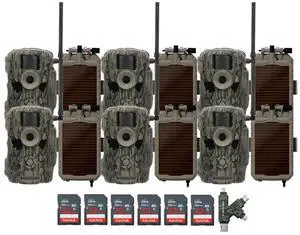 Stealth Cam 36MP Fusion Max Cellular Trail Camera (6-Pack) Bundle with 6x Lithium Solar Power Panel, 6x 32GB Memory Card, and Card Reader (19 Items)