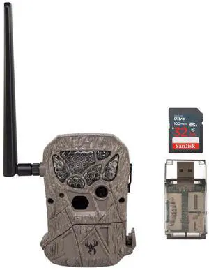 Wildgame Innovations Encounter 20MP Cellular Trail Camera with QR Code Setup (Brown) Bundle with 32GB Ultra SDHC UHS-I Memory Card and 4-In-1 USB 2.0 Card Reader (3 Items)