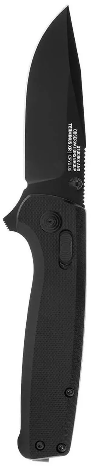 SOG Terminus XR G10 Rugged EDC Ambidextrous Folding Pocket Knife with 2.95-Inch D2 Steel Blade, G10 Handle, Straight Edge and Clip Point Shape (Black)