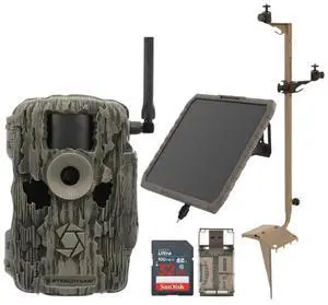 Stealth Cam 36MP Fusion Max Cellular Trail Camera with Infrared Flash Bundle with Stealth Cam Solar Battery Pack, Mounting Post, 32GB Memory Card, and Card Reader (5 Items)
