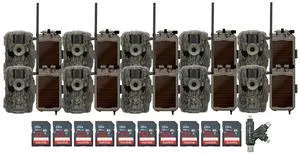 Stealth Cam 36MP Fusion Max Cellular Trail Camera (10-Pack) Bundle with 10x Lithium Solar Power Panel, 10x 32GB Memory Card, and Card Reader (31 Items)