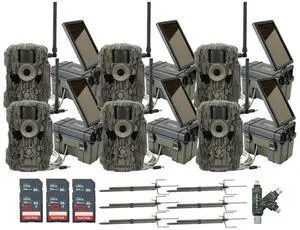 Stealth Cam 36MP Fusion Max Cellular Trail Camera (6-Pack) Bundle with Solar Power Pack (6-Pack), Trail Camera Mount Stick (6-Pack), 32GB Memory Card (6-Pack), and USB 2.0 Card Reader (25 Items)