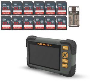 Muddy SD Card Reader or Viewer with 4.3 Inch LCD Screen Bundle with 32GB Ultra SDHC UHS-I Memory Card (12-Pack) and All-In-One High-Speed Card Reader (14 Items)