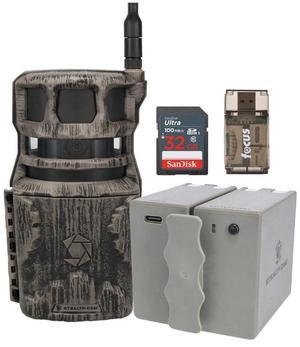 Stealth Cam Revolver 36MP 360-Degree Cellular Trail Camera with 0.25-Inch Threaded Mount Bundle with Li 5400mAh Rechargeable Lithium Battery Pack, 32GB UHS-I Memory Card, and Card Reader (4 Items)