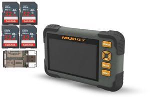 Muddy SD Card Reader or Viewer with 4.3 Inch LCD Screen Bundle with 32GB Ultra SDHC UHS-I Memory Card (4-Pack) and All-In-One High-Speed Card Reader (6 Items)