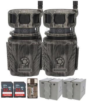 Stealth Cam Revolver 36MP 360-Degree Cellular Trail Camera (2-Pack) Bundle with 5400mAh Rechargeable Battery Pack (2-Pack), 32GB UHS-I Memory Card (2-Pack), and Card Reader (7 Items)