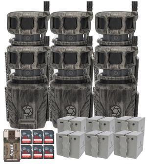 Stealth Cam Revolver 36MP 360-Degree Cellular Trail Camera (6-Pack) Bundle with 6 x 5400mAh Rechargeable Battery Pack, 6 x 32GB UHS-I Memory Card, and Card Reader (19 Items)