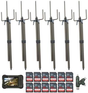 Stealth Cam SD Card Reader and Viewer with 4.3-Inch LCD Touchscreen and Touch Detection (6-Pack) Bundle with Trail Camera Mount Stick (6-Pack), 32GB Memory Card (12-Pack), and Card Reader (25 Items)