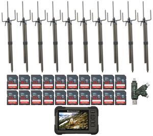 Stealth Cam SD Card Reader and Viewer with 4.3-Inch LCD Touchscreen and Touch Detection (10-Pack) Bundle with Trail Camera Mount Stick (10-Pack), 32GB Memory Card (20-Pack), and Card Reader (41 Items)