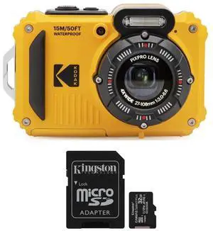 Kodak PIXPRO WPZ2 Rugged Waterproof 16MP Digital Camera with 4x Optical Zoom and Kodak 32GB microSDHC Card with Adapter Bundle (2 Items)