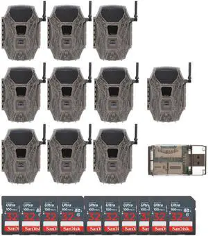 Wildgame Innovations Terra Cell 16MP Cellular Trail Camera (10-Pack) Bundle with 32GB Ultra SDHC UHS-I Memory Card (10-Pack) and USB Card Reader (21 Items)