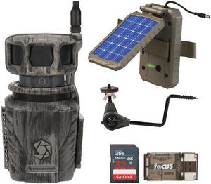 Stealth Cam Revolver 36MP 360-Degree Cellular Trail Camera with 1/4-Inch Threaded Mount Bundle with Stealth Cam Solar Power Panel, Camera Holder (2-Pack), 32GB Memory Card and Card Reader (6 Items)