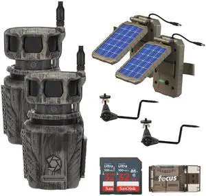 Stealth Cam Revolver 36MP 360-Degree Cellular Trail Camera with 1/4-Inch Threaded Mount (2-Pack) Bundle with Stealth Cam Power Panel (2-Pack), Holder (3-Pack), Card (2-Pack) and Reader (10 Items)