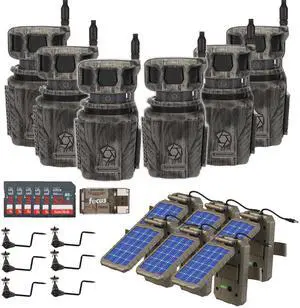 Stealth Cam Revolver 36MP 360-Degree Cellular Trail Camera with 1/4-Inch Threaded Mount (6-Pack) Bundle with Stealth Cam Power Panel (6-Pack), Holder (6-Pack), Card (6-Pack) and Reader (37 Items)