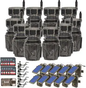 Stealth Cam Revolver 36MP 360-Degree Cellular Trail Camera with 1/4-Inch Threaded Mount (10-Pack) Bundle with Stealth Cam Power Panel (10-Pack), Holder (10-Pack), Card (10-Pack) and Reader (41 Items)