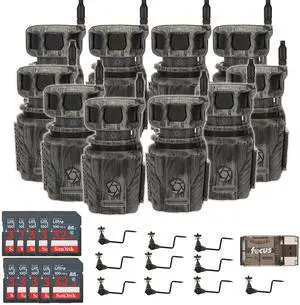 Stealth Cam Revolver 36MP 360-Degree Cellular Trail Camera (10-Pack) Bundle with Economy Trail Camera Holder (10-Pack), 32GB Ultra SDHC Memory Card (10-Pack), and SD USB 2.0 Card Reader (31 Items)