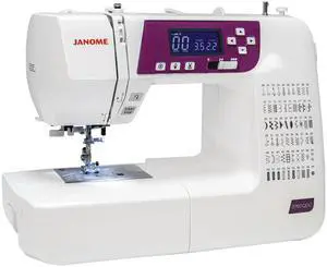 Janome 3160QDC-G Sewing and Quilting Machine with 60 Stitches and 6 One-Step Buttonholes, Built-In Needle Threader, and Quilt Kit (White and Grapevine)