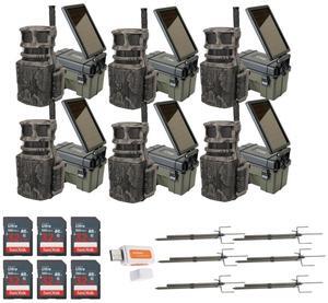 Stealth Cam Revolver 40MP Pro 360-Degree Cellular Trail Camera (6-Pack) Bundle with Trail Camera (6-Pack), Trail Camera Mount Stick (6-Pack), 32GB Memory Card (6-Pack), and Card Reader (25 Items)
