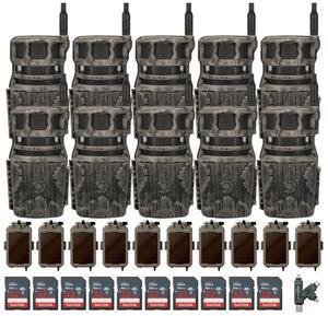 Stealth Cam Revolver 40MP Pro 360 Degree Cellular Trail Camera (10-Pack) Bundle with Sol-Pak Solar Battery (10-Pack), 32GB Ultra SDHC UHS-I Memory Card (10-Pack), and SD USB 2.0 Card Reader (31 Items)