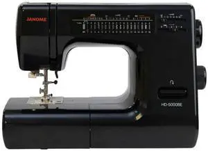 Janome HD-5000 Black Edition Heavy-Duty Sewing Machine with Aluminum Body, 18 Stitches, Free Arm, and Built-In Needle Threader