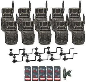 Stealth Cam Revolver 40MP Pro 360-Degree Cellular Trail Camera (10-Pack) Bundle with Economy Trail Camera Holder (10-Pack), 32GB UHS-I Memory Card (10-Pack), and SD Card Reader (31 Items)