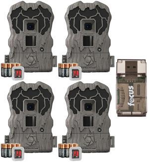Stealth Cam Browtine 20MP Trail/Game Camera with 720P HD Video, 0.8s Trigger Speed, 60 Feet Flash, Night Mode, and 1-3 Image Burst - Camo (4 Pack)