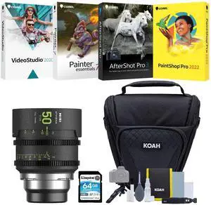 NiSi ATHENA PRIME 50mm T1.9 Full-Frame Lens (PL Mount) Bundle with 4 Software OEM Photo, Video, and Art Software Suite, Camera Case and Accessory, and 64GB SDXC Canvas Go Plus Memory Card (4 Items)