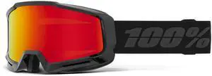 100 Percent Okan Snow Goggles with Scratch and Impact Resistant HiPER Red Mirror Lens and Adjustable 45mm Strap (Black)