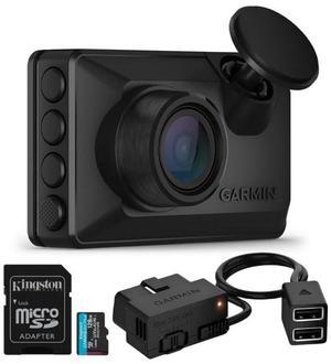 Garmin Dash Cam X110 Compact 1080p Camera with 140-Degree Field of View and Voice Control (Black) Bundle with Garmin Constant Power Cable for Dash Cams (Black) and 128GB Memory Card (3 Items)